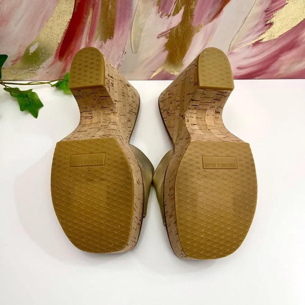 Veronica Beard Paulita Platform Wedge Sandals In Gold Size 9